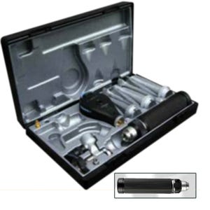 Veterinary diagnostic kit with C handle. Oto-ophthalmoscope